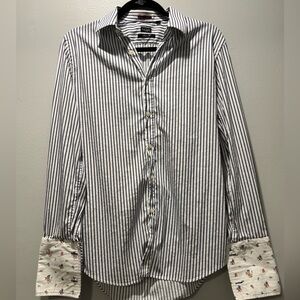 Paul Smith London Slim Fit Shirt 15/38 Made in Italy Stripe Contrast Cuff